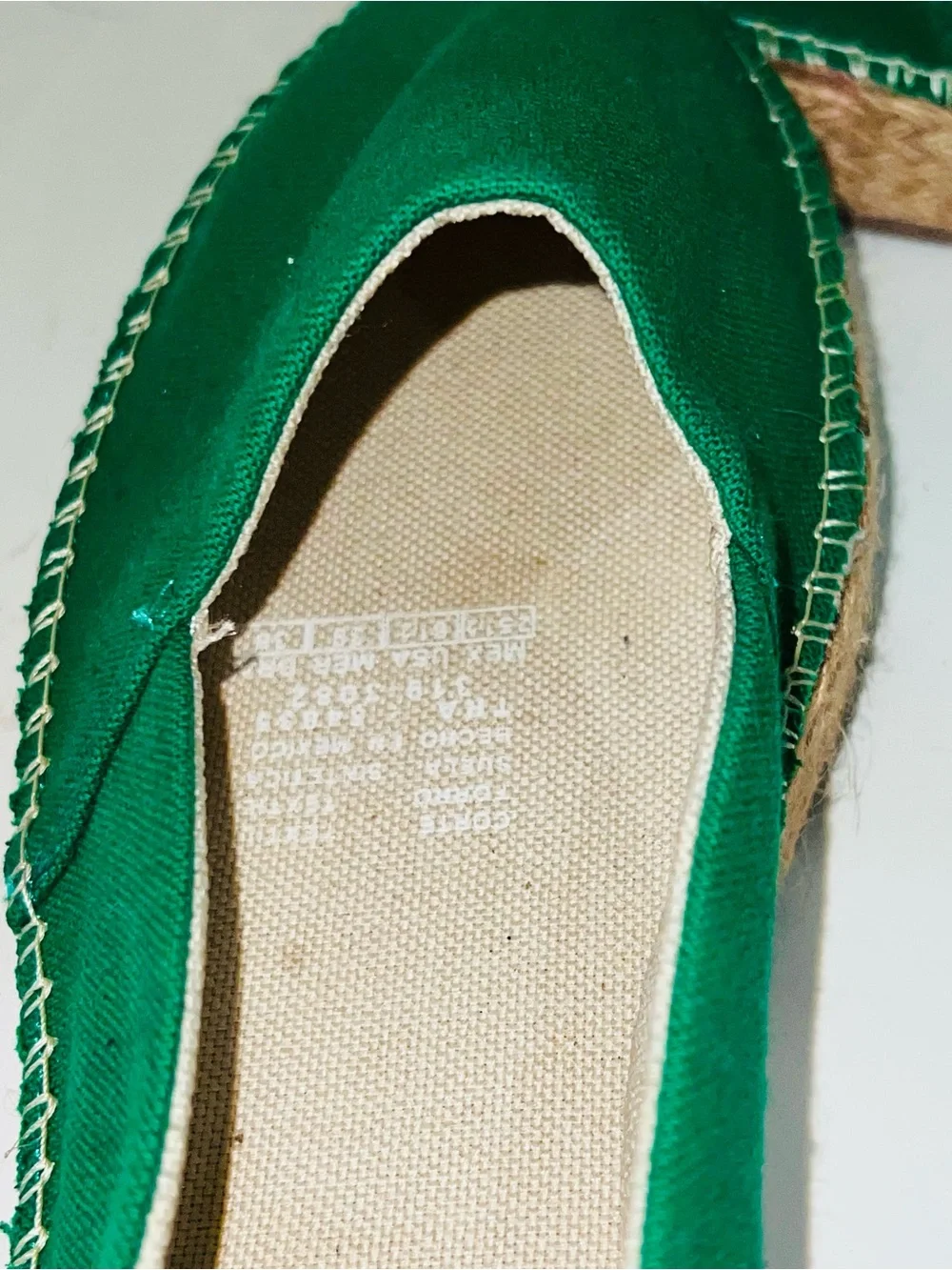 ANDREA Emerald Green Canvas Espadrille Platform Slip-Ons